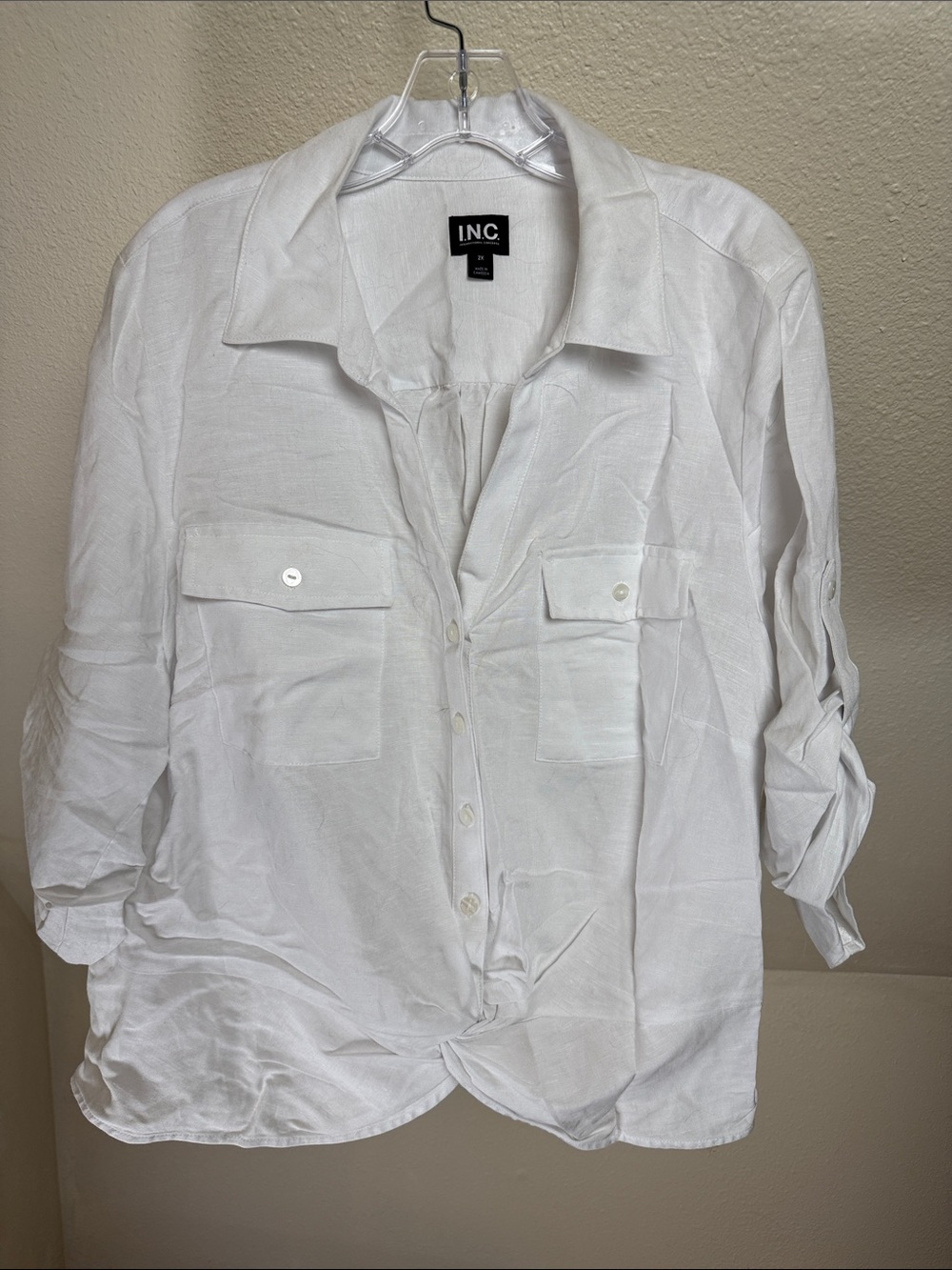 NWT I.N.C. Linen blend Blouse Size 2X